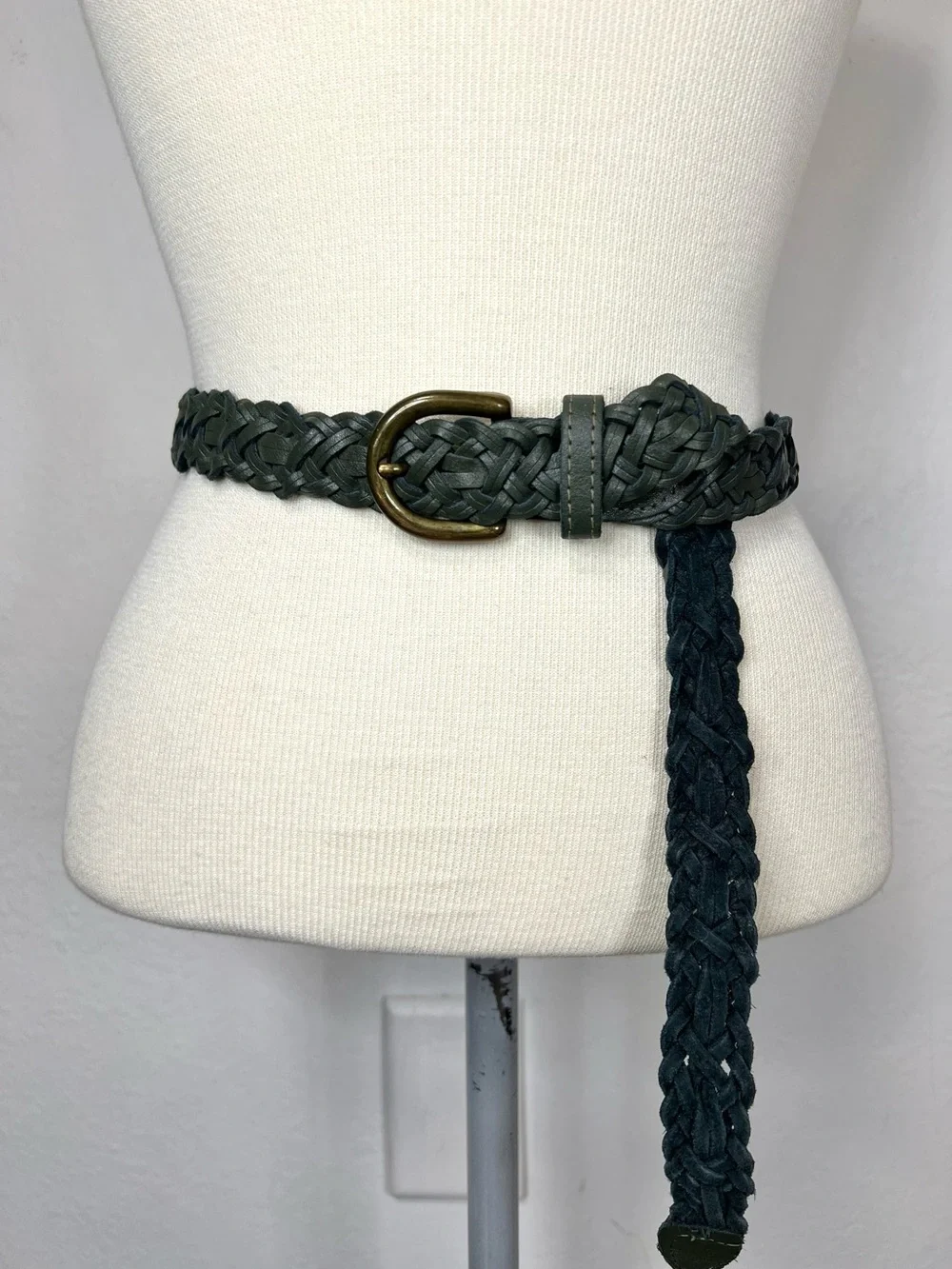Capezio Woven Leather Braided Belt - Dark Green